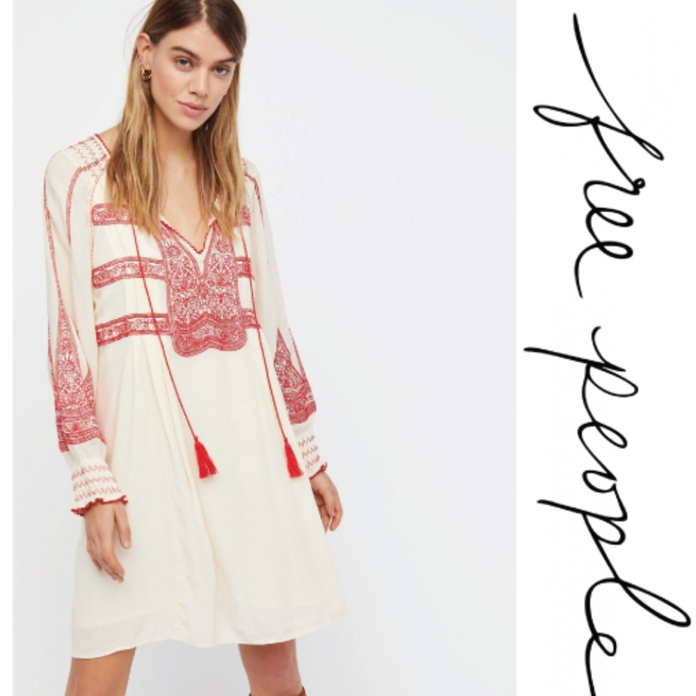 Free People Wind Willow Embroidered Mini Dress NWT